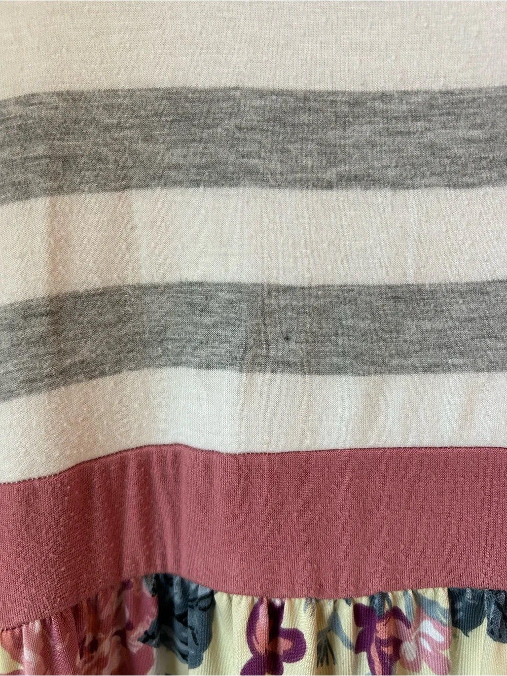 Striped Bodice Floral Maxi Dress in Cream and Dusty Rose - Picture 4 of 5